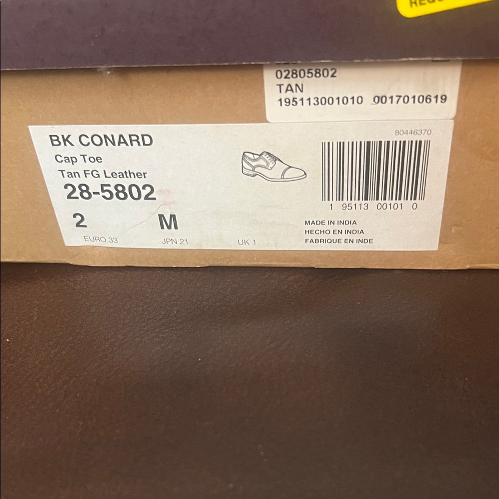 Johnston & Murphy Cap Toe Tan Kids Dress Shoes